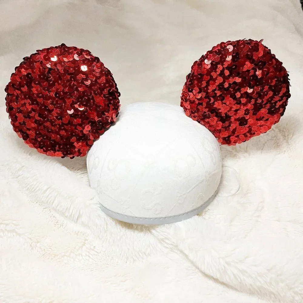 Disney White Hat With Red Sequin Snap On Mickey‎ Ears